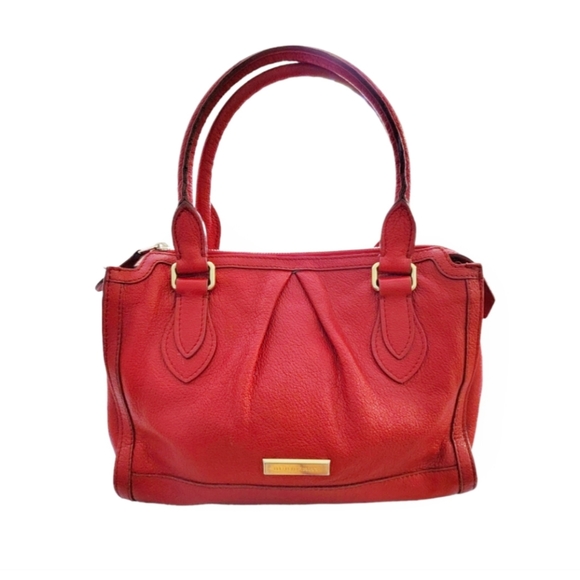 Burberry Red Pebbled Leather Satchel Handbag - Picture 1 of 14